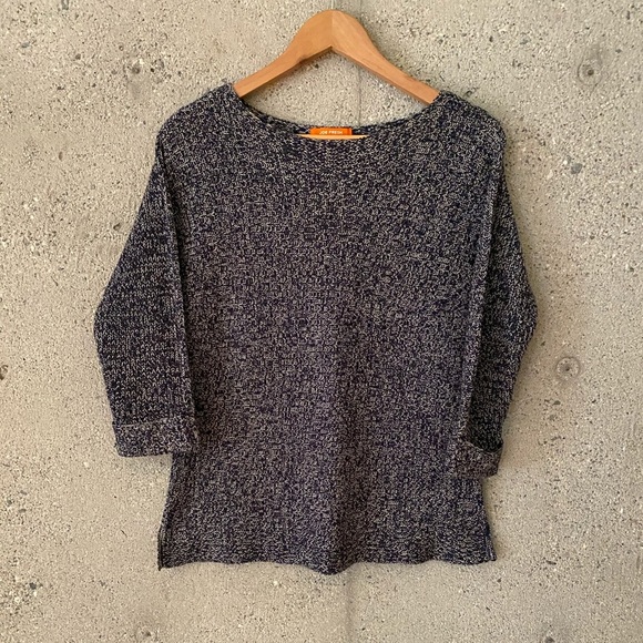 Joe Fresh Knit Cream and Navy Boatneck 3/4 Slv - Picture 3 of 6